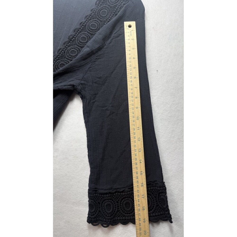 La Blanca Deep V Neck Black Lace Trim Lightweight Beach Tunic Swim Cover-Up Sz L - Picture 9 of 9